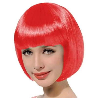 Afbeelding van Brandsseller Dames carnaval kort haar pruik bob themafeest en shows kunsthaar (bob haar, rood)