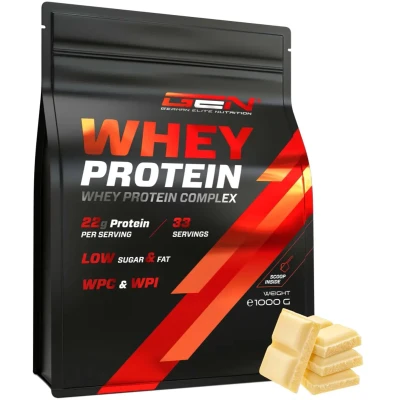 Afbeelding van Whey Protein Complex 1000 g (Witte chocolade) met isolaatgehalte Instant oplosbaar eiwitpoeder BCAA &amp; EAA German Elite Nutrition