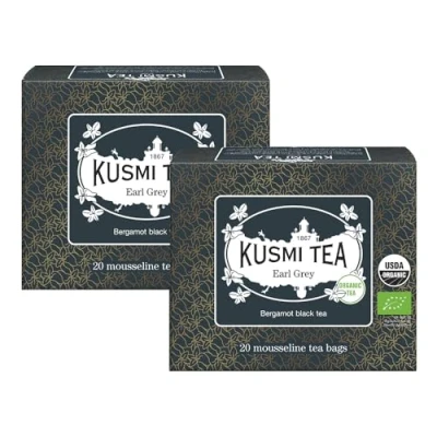 Afbeelding van Kusmi Tea 2 Doosjes Earl Grey Organic Zwarte Thee met Bergamot van 20 mousseline theezakjes