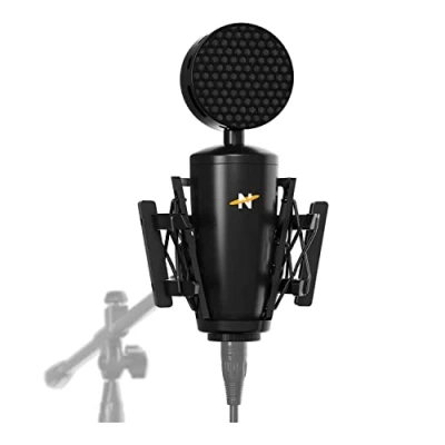 Afbeelding van Neat King Bee II Cardioïde grote diafragma echte condensatormicrofoon inclusief schokbevestiging en popfilter, voor vocale opname, podcasting streaming, XLR uitgang zwart