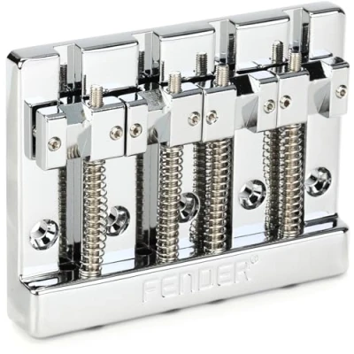 Afbeelding van Fender® »HIMASS™ 4 STRING BASS BRIDGE BRASS SADDLES« brug voor e bas snarig kleur: chroom