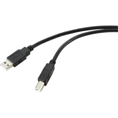 Afbeelding van Renkforce USB kabel 2.0 A stekker, B stekker 20.00 m Zwart Afscherming gevlochten RF 5720372