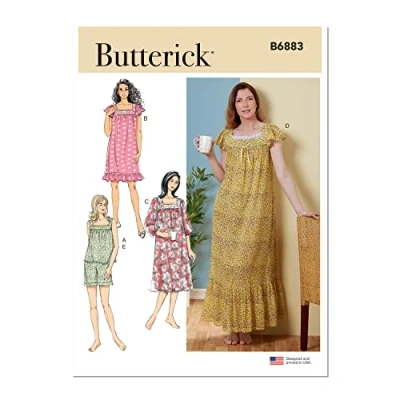 Afbeelding van Butterick B6883Y mist nachtkleding Y (XS S M), Papier