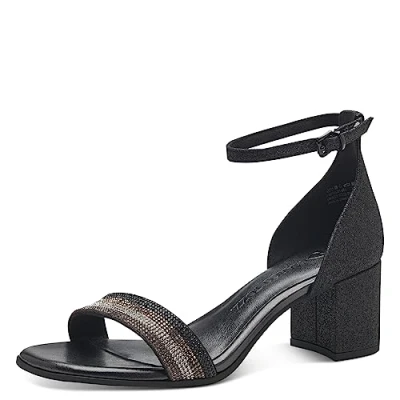 Afbeelding van MARCO TOZZI dames 2 28301 41 Sandal Heel, Black Glitter, 38 EU