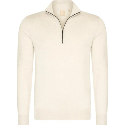 Afbeelding van Mario Russo Half Zip Sweater Trui Heren Coltrui M Ecru