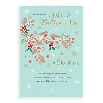 Afbeelding van Piccadilly Greetings Klassieke kerstkaart Zuster &amp; schoonbroer Regal Publishing C85445, Groen, 9 x 6 inch