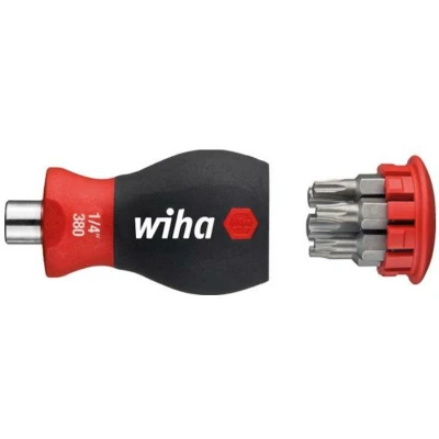 Afbeelding van Wiha 33744 Schroevendraaier met bitmagazijn 1/4&quot; Torx Stubby magnetisch 6 bits