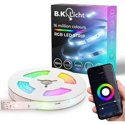 Afbeelding van B.K.Licht LED strip Wifi RGBIC Strip, 10 m, mit App Steuerung (1 stuk)