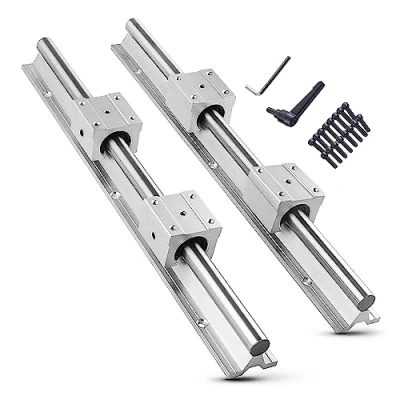 Afbeelding van CNCMANS SBR16 600 mm RVS lineaire rail met 4 SBR16UU lagers, lagerblok, CNC onderdelen voor 3D printer stappenmotor (SBR16 geleiding, 2 stuks)