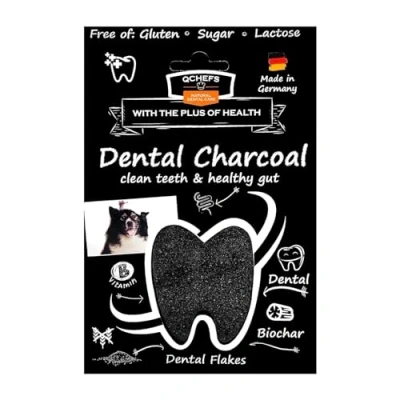 Afbeelding van Qchefs NEW: 2 in 1 dental charcoal voor honden: poeder gebitsverzorging en tegelijkertijd darmgezondheid bij braken winderigheid &amp; diarree de darmflora als maagkuur ontkalker pastaDuitsland