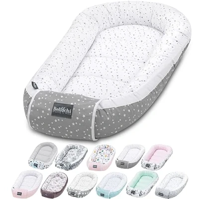 Afbeelding van Bellochi Babynestje Cocon voor Babybed Pasgeborenen OEKO TEX Gecertificeerd 100% Katoen 90x60x12cm Zacht En Veilig Babynest met Beschermende Randen Polaris