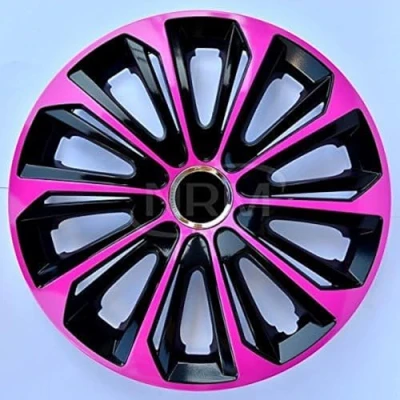 Afbeelding van NRM wieldoppen 15&quot; zwart met roze set van 4 stuks ABS / Duurzaam Resistant