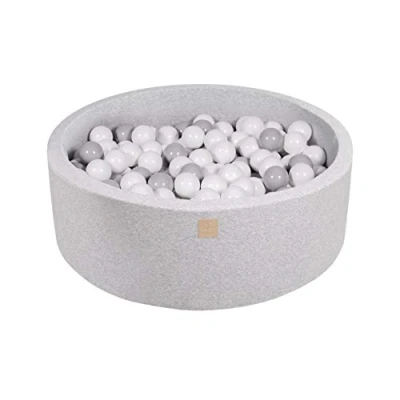 Afbeelding van Ronde Ballenbak set incl 200 ballen 90x30cm Licht Grijs Ballenbakje.nl All Wit