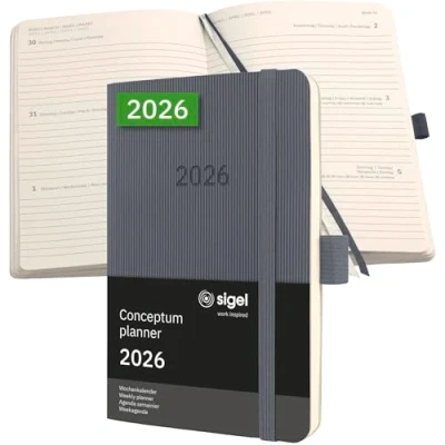 Afbeelding van SIGEL C2637 Wochenkalender Conceptum 2026, ca. A6, , dunkelgrau: Agenda Conceptum, Classic, Softcover
