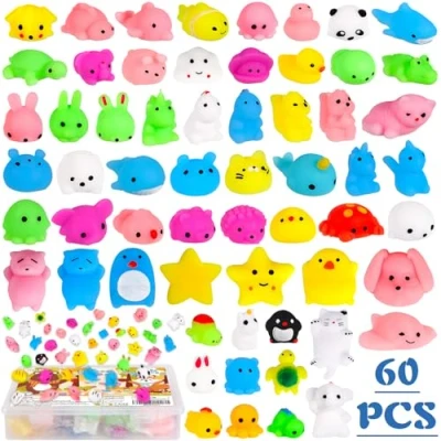 Afbeelding van ZZXLOPEZ 60 Stuks Schattig dier Mochi Knijp Speelgoed, Squishy Fidget Stressverlichtende Mini Squishies met Schattige Dierontwerpen, Stress Speelgoed voor Volwassenen