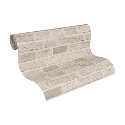 Afbeelding van A.S. Création 779830 Il Decoro baksteeneffect behang, beige crème, 10,05 m x 53 cm