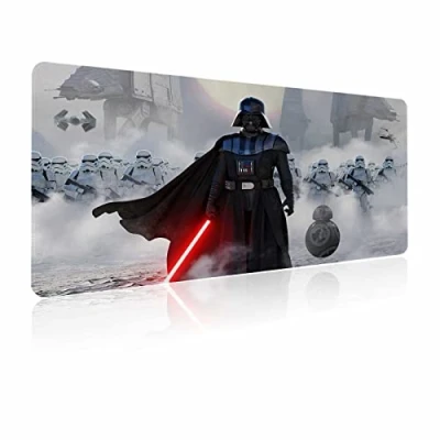 Afbeelding van Gaming muismat groot XXL wit, zachte met anti slip rubberen basis en gestikte randen, glad oppervlak laptop bureauonderlegger, computertoetsenbord muizen combo pads muismat, 80 x 39,9 cm