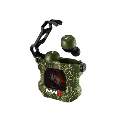 Afbeelding van Call of Duty TWS earbuds metalen oplaadcase met led lights touch control IPX4 microfoon (olive camo)