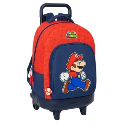 Afbeelding van Schoolrugzak met Wielen Super Mario Trick Rood Donkerblauw 33 x 45 22 cm