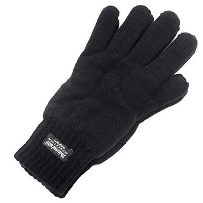 Afbeelding van Heren extra warme thermische gebreide handschoenen 40g Thinsulate voering zwart Large/XL, Zwart, L/XL