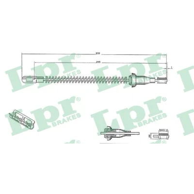 Afbeelding van LPR C0586B Handremkabel 218mm Trommelrem