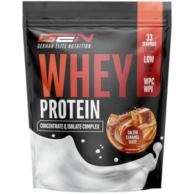 Afbeelding van Whey Protein Powder 1000 g (Salted Caramel) met isolaatgehalte tot 22 proteïne per portie Instant oplosbaar proteïnepoeder BCAA &amp; EAA