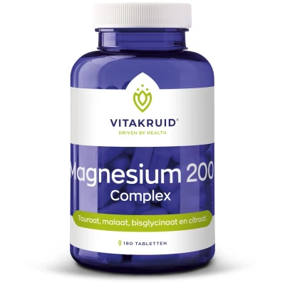 Afbeelding van Vitakruid Magnesium 200 Complex Tauraat Malaat Bisglycinaat 180