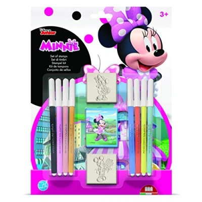 Afbeelding van Multiprint Blister 2 stempels voor kinderen, Disney Minnie, 100% Made in Italy, aangepaste stempelset hout en natuurlijk rubber, niet giftige wasbare inkt, cadeau idee, art.26866