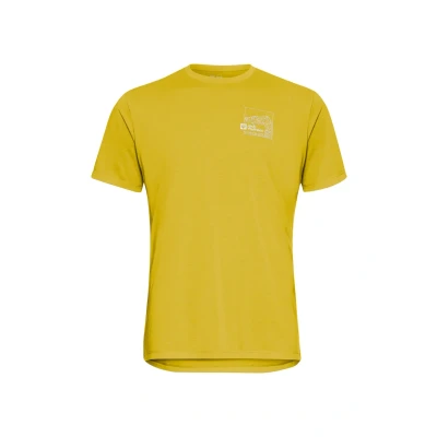 Afbeelding van Jack Wolfskin Vonnan Graphic Tshirt print, Heren, Maat: Medium, Peak trail chartreuse