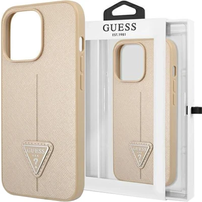 Afbeelding van Guess GUHCP14LPSATLE iPhone 14 Pro 6.1 beige/beige hardcase SaffianoTriangle logo