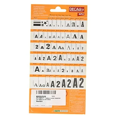 Afbeelding van APLI DD21F Zwart overdraagbare letters en cijfers 2,5 mm 731 tekens,Een maat,Wit
