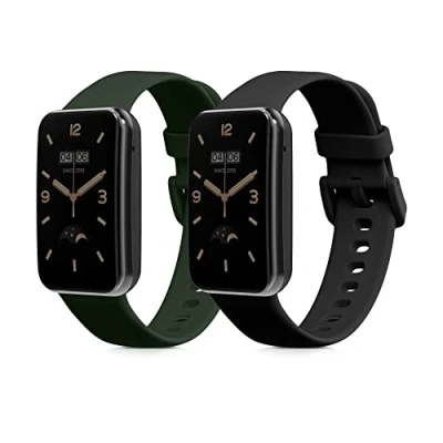 Afbeelding van kwmobile 2x horlogebandjes compatibel met Xiaomi Mi Band 7 Pro bandje Activity tracker bandjes in zwart/donkergroen