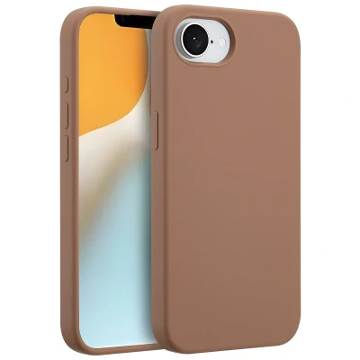 Afbeelding van iPhone SE 4 MagSafe Hoesje Siliconen en TPU (zacht) Accezz Softcase/Backcover Lichtbruin Telefoonhoesje