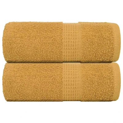 Afbeelding van vidaXL Gastendoekjes 2 st 30x50 cm 360 g/m² 100% katoen goudkleurig