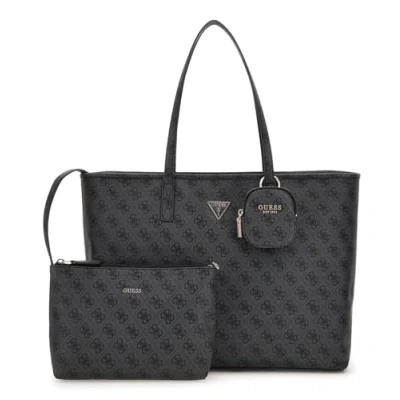 Afbeelding van GUESS shopper schoudertas met laptopvak Power Play II Large Tech Tote Coal Logo donkergrijs