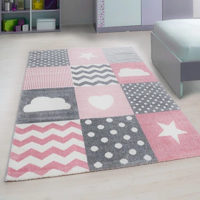 Afbeelding van Vloerkleed Kids Patterns 80x150cm Roze 123vloerkleed.nl is de online webshop voor vloerkleden en woonaccessoires.