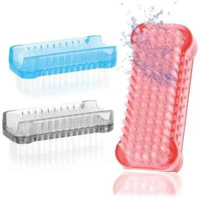 Afbeelding van Robin Goods® 3x handwasborstel kunststof nagelborstel dubbelzijdige handborstel reinigingsborstel voor handen en nagels (rood/grijs/blauw 3 stuks)