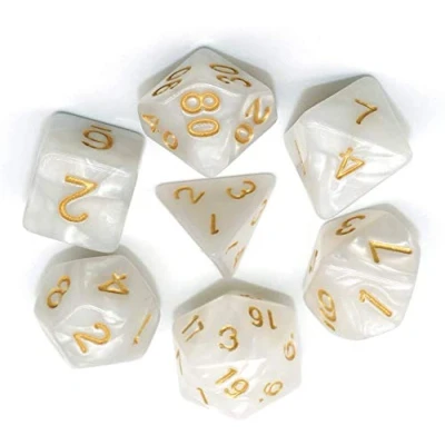 Afbeelding van BOBOZHONG Polyedrische dobbelstenen, 7 stuks, DND set gelaagde polyhedral D &amp; dobbelstenen voor Dungeons en Dragons, RPG, MTG, tafelspellen, wit