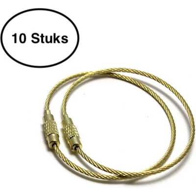 Afbeelding van Staaldraad sleutelring 15 cm Sleutelhanger Split ring centimeter 10 stuks Goud