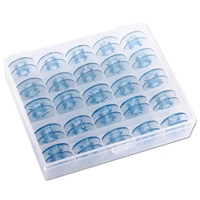 Afbeelding van Nähwelt Flach Spoelen voor Pfaff naaimachines in praktische doos, 25 stuks, blauw