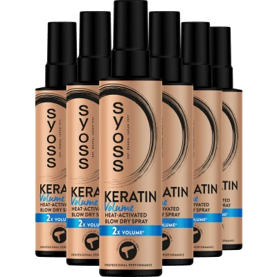 Afbeelding van Syoss Keratin Volume Blow Dry Spray 6x200 ml Voordeelverpakking