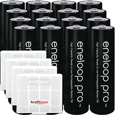 Afbeelding van 16 stuks Panasonic Eneloop Pro XX AA/Mignon accu&#039;s nieuwste generatie 2550 mAh krachtige batterijen in kraftmax accubox V5