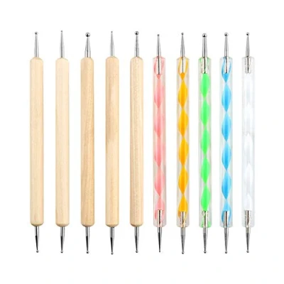 Afbeelding van QWORK ® Dotting Pen Nail Art Tools, Tools Set voor Art, Embossingpatroon, 10 stuks