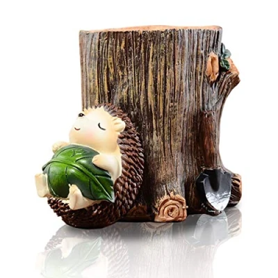 Afbeelding van LEPENDOR Leuke Egel Bureau Pen Potlood Pothouder Tandenborstelhouder Hars Desktop Organizer Container Briefpapier Opslag Kantoor Decoratie Studie Boekenplank Decor (Rust)