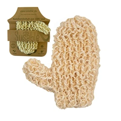 Afbeelding van Susable Badhandschoen, massagehandschoen, peeling handschoen, 100% sisal, zachte met massage effect