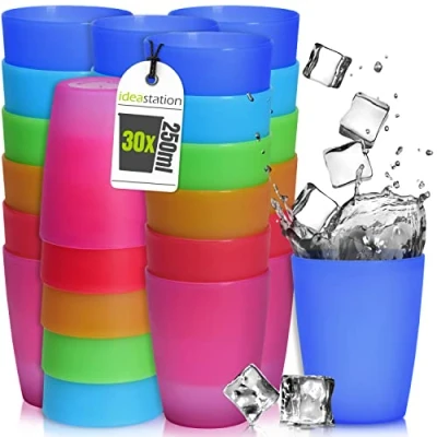 Afbeelding van idea station NEO plastic bekers 30 x 250 ml gekleurd party cups camping drinkbekers