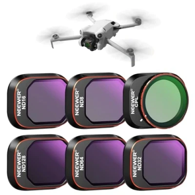 Afbeelding van NEEWER Snap On ND&amp;CPL filterset compatibel met DJI Mini 4 Pro, 6 pack CPL filter en neutrale dichtheidsfilters ND8 ND16 ND32 ND64 ND128 ultradun frame, dubbelzijdig gecoat HD glas
