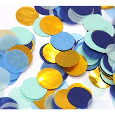 Afbeelding van 30 g 1000 stuks blauw goud papier confetti bruiloft verjaardagsfeest decoratie strooidecoratie
