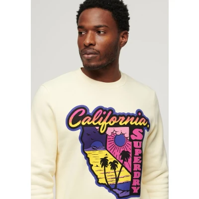 Afbeelding van Superdry Mannen Neon Travel Sweatshirt met Losse Pasvorm Crème Grootte: Xxl