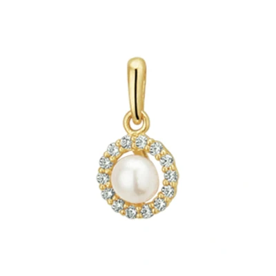 Afbeelding van Gouden hanger parel en zirkonia